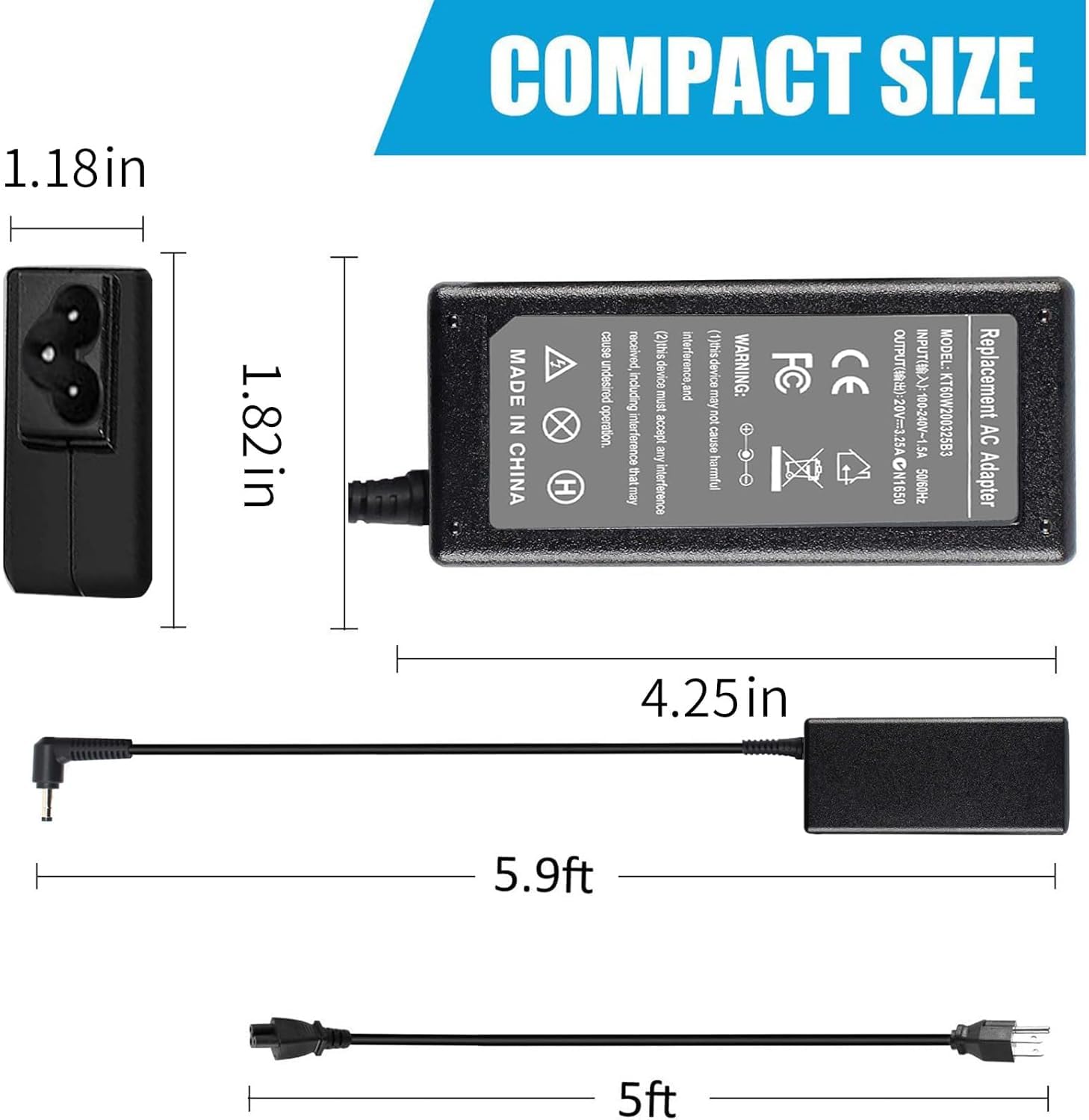 Amazon.com: 65W AC Adapter Charger Fit for Lenovo IdeaPad 1 (15
